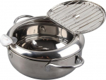 Mini Fryer, 2.2L/3.4L Stainless Steel Fryer Pan with Thermometer, Oil Drop Drain and Lid, Japanese Fryer Tempura Fryer for Tempura, French Fries, Chicken Steak(S 20cm)