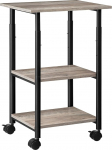 HOOBRO Printer Table, Printer Trolley with Lockable Wheels, Printer Stand Rollable with 3 Levels, Height Adjustable, Easy to Assemble, 48.5 x 40 x 67 cm, for Office, Greige-Black EBG03PS01G1