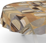 ANRO Oilcloth Tablecloth Oilcloth Tablecloth Washable Garden Tablecloth Water-Repellent Oval 180 x 140 cm Cut Edge Wood Patchwork Brown