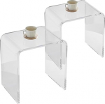 VEVOR Set of 2 Side Tables 415 x 305 x 460 mm, U-shaped Acrylic Side Table, Transparent Coffee Table for Drinks, Food, Snacks, Used in the Living Room, Bedroom, Study etc.