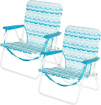 AKTIVE 2 x Folding Camping Chairs 50 x 51 x 67 cm Steel Frame Breathable Fabric Padded Armrests with Side Coasters Max 110kg Carry Case (85501)