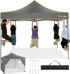 HOTEEL Gazebo 3 x 3 kokkupandav Gazebo veekindel stabiilne talvekindel aed Gazebo, Pop Up Gazebo 4 k&uuml;lgseintega, raskeveokorras peotelk 3 x 3 aeda, UV kaitse 50+ 3 taset, reguleeritav k&otilde;rgus, hall