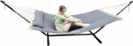 GOCAN Tepitud kangast Double Hammock ei kalluta koos Stand ja Spreader baarid, turvalisem ja stabiilne, kvaliteetne Hammocks Outdoor Indoor Patio Yard Double-Sided Double Use Deep Grey