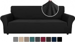 Ystyle Stretch Diivan Cover 4 istekohaga, elastne diivanikate koos k&auml;etoedega, Jacquard diivanikate, libisemiskindel, pestav diivanikate kaitsja koertele lemmikloomadele, must