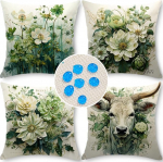 Cirzone Outdoor padjakate komplekt 4 padjakatet 45 x 45 cm Dekoratiivne elutoa linasest riidest dekoratiivse elutoa, aia, r&otilde;du jaoks.