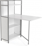 Versa Blumenau s&ouml;&ouml;gilaud koos riiuliga k&ouml;&ouml;ki, terrassile, aeda v&otilde;i s&ouml;&ouml;gituppa, kokkupandav t&ouml;&ouml;laud, m&otilde;&otilde;dud 120 x 30 x 62 cm (K x L x S), puit, PVC ja metall, valge