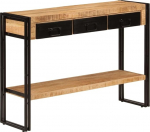 vidaXL konsoollaud, k&uuml;ljelaud, koridorilaud, laud, hoiulaud, puidust laud sahtlitega, riiuliga, 110 x 30 x 76 cm, massiivne mangopuit.