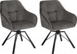 WOLTU Set of 2 Swivel Dining Room Chairs for Dining Room Living Room Comfortable Kitchen Chairs Padded with Armrests Backrest with Velvet Cover Dark Grey