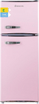 magictec Retro k&uuml;lmik koos s&uuml;gavk&uuml;lmikuga, 120 L (88 L/32 L), Low Frost, jahutuskombineeritud s&uuml;gavk&uuml;lmik, Vintage disain, LED-valgustus, roosa
