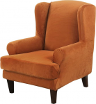 2 tk Wing Back Chair Cover Set 2 in 1 Design eemaldatav High Stretch Soft Velvet Wing Back Chair Cover Slipcover for Living Room Bedroom Hotel (Orange, Velvet)