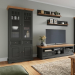 Lomadox elutoa m&ouml;&ouml;blikomplekt t&auml;ispuidust halli m&auml;nni v&auml;limusega, 4-osaline vitriinkapp, seinaplaadid, TV madallaud