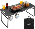 Kaasaskantav kokkupandav laud, madal telkimislaud koos kandekotiga, kompaktne kokkupandav piknikulaud aeda, reisimiseks ja grillimiseks, metall, must