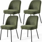 Pakett 4 sametist s&ouml;&ouml;gitooli hingava kangaga, polsterdatud iste sulepehmendusega, kontoritool metallist jalgadega ja kumer seljatugi k&ouml;&ouml;ki, s&ouml;&ouml;gituppa, kontorisse (4, tumeroheline)