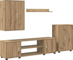 TV Schrank,TV-Schrankset Wandmontiert 4 pcs Artisan-Eiche Holzwerkstoff,TV Board H&auml;ngend Schrank Fernsehschrank TV Bank Wohnzimmer M&ouml;bel Modern Wandschrank f&uuml;r Wohnzimmer Schlafzimmer