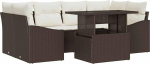 7-teiliges Garten Sofa Set mit Kissen Braun Poly Rattan Gartenlounge Model3348934