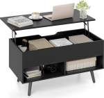 GOPLUS kohvilaud reguleeritava k&otilde;rgusega, kohvilaud t&otilde;stetava lauaga, diivanilaud hoiuruumiga ja avatud lahtritega, elutoa laud, puit, tugilaud kontori elutuppa, 80 x 40 x 46-60 cm