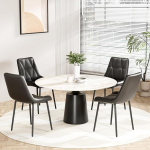 Clevich s&ouml;&ouml;gitoa toolid, komplekt 4, PU polsterdatud toolid, metalljalad, kuni 200 kg, lihtne kokkupanek, stabiilne, mugav, k&ouml;&ouml;gitoolid 81 x 57 x 50 cm (must, komplekt 4)