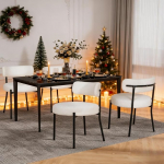 YU YUSING 4 s&ouml;&ouml;gitooli komplekt seljatoega Teddy kangas, polsterdatud toolid K&ouml;&ouml;gitoolid s&ouml;&ouml;gituba 4 metallist jalgadega k&ouml;&ouml;gi elutoa magamistoas kaasaegne retro disain valge