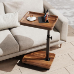 Reguleeritav C-kujuline k&uuml;ljelaud, 360&deg; kohvilaud, kohvilaud, mis libistub allapoole, v&auml;ike k&uuml;ljelaud v&auml;ikestesse ruumidesse, C-kujuline k&uuml;ljelaud diivanile (p&auml;hkelpuu, L