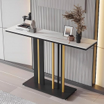 Generisch Minimalistischer schmaler Konsolentisch, wei&szlig;er Eingangstisch mit Metallfu&szlig;, rechteckiger Akzenttisch f&uuml;r Wohnzimmer, Schlafzimmer, Foyer - 80 cm/31,4 Zoll Flurm&ouml;bel
