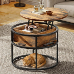 DWVO kohvilaud elutoa lauale, reguleeritava k&otilde;rgusega, &uuml;mmargune kohvilaud, kaasaegne, 60 x 60 x 47 cm, varjatud kambriga ja tugeva metallraamiga