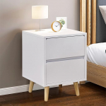 TUKAILAI Bedside Tables, Simple Bedside Cabinet, White Bedside Table with 2 Drawers, Wood, Modern Bedside Table, Bedroom Chest of Drawers, White