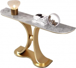Konsolentisch Moderner Konsolentisch Aus Kunstmarmor Im Eingangsbereich Mit Metallrahmen, Schmaler Sofatisch, Akzenttisch F&uuml;r Wohnzimmer, Eingangsbereich, Flur, Foyer ( V&auml;rv : Gold-5 , Suurus : 39.4X11