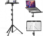 KDD projektori statiiv - 4 in 1 Music Stand kokkupandav stabiilne vedruvarsiga Laptop Floor Stand Tablet Holder koos libistatava hoobiga - projektori statiiviga statiiv, mille k&otilde;rgus on reguleeritav 59 cm kuni 160 cm ja 180&deg;.