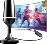 DVBT2 antenn, DVB-T ja DVB-T2 antenni siseruumides koos v&otilde;imendiga, suur ulatus ja 360&deg; vastuv&otilde;tt, siseruumide antenn televiisoritele tugeva magnetilise alusega, sobib 4K 1080p jaoks (must - valge)