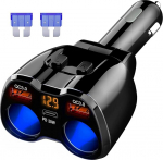 150W USB C autolaadija Sigaretis&uuml;&uuml;taja Splitter Dual QC3.0 ja 20W PD t&uuml;&uuml;p C Sigaretis&uuml;&uuml;taja Splitter adapter koos voltmeetri l&uuml;litiga LED Dual USB portiga