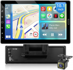 NHOPEEW 1 DIN autoraadio juhtmevaba Carplay ja Android Car - 10,1-tolline autoraadio, mis toetab online videot FM/AM juhtratta juhtimist + 12 LED tagurduskaamera