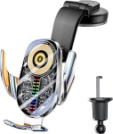 15 W auto mobiiltelefoni hoidja koos laadimisfunktsiooniga, automaatne klamber induktiivne laadimisjaam auto ventilatsiooniks + iminapad, kiire juhtmevaba laadimisseade, mis &uuml;hildub iPhone 16/15/14/13-ga