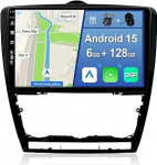 [6GB + 128GB] Android 14 autoraadio V.W Skoda Octavia (2010-2014)-[Integreeritud CarPlay/Android Car/DSP/GPS]-10.1-tolline IPS 2.5D kaamera + MIC-DAB/peeglilink/Bluetooth 5.0/360 kaamera/juhtimispult