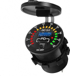 USB autopesa kiirlaadija QC3.0+ PD + voltmeeter koos l&uuml;litiga 12V/24V s&otilde;idukitele auto paat mootorratas maastur buss veoauto haagissuvila meres&otilde;iduki jaoks