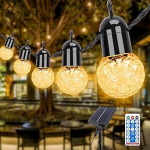 Aourow LED Solar Fairy Lights Outdoor, 25 pirnid 15,5 m dekoratiivne lamp IP44 veekindel 4 heledusastmega ja 4-tasemelise aja seadistusega, v&auml;lisvalgustus aia, peo, festivali jaoks, soe valge