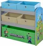 Phoenix Minecraft Game Shelf, Bookcase, Storage Shelf with 5 Fabric Boxes, Children's Furniture with Colourful Design