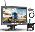 Traadita tagurduskaamera komplekt HD 1080P, podofo 7-tolline monitor koos traadita tagurduskaameraga haagisele, matkaautole, veoautole, autole, bussile, IP68 veekindel, &ouml;ine n&auml;gemine, BSD, 12V-36V
