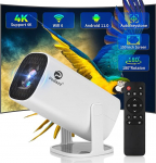 Projektor, Podazz Mini projektor 4K tugi - WiFi6 BT 5.4 Android 11, kaasaskantav projektor automaatse horisontaalkorrektsiooniga, 180&deg; p&ouml;&ouml;rlev nutikas projektor kodukino
