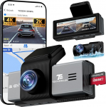 TECXERLLON Dash Cam ees ja taga, 4K Dash Cam koos ADAS-iga, autokaamera 170&deg;/150&deg; laiusnurgaga, &ouml;ine n&auml;gemine ilma valguseta, GPS, WDR, G-sensor, rakenduste tugi, 24h parkimise j&auml;lgimine, 128GB kaart lisatud