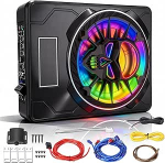 S&otilde;iduki aktiivne subwoofer 10-tolline Ultra Thin Under Seat 800 W Peak 220 W RMS aktiivne bassimoodul Integreeritud v&otilde;imendi Reguleeritav madalp&auml;&auml;s v&otilde;imendus Bass Boost V&auml;rviline LED-valgustus Auto Truck SUV