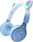 Joso laste k&otilde;rvaklapid, 2 in 1 juhtmega/juhtmeta k&otilde;rvaklapid mikrofoniga t&uuml;drukutele ja poistele, kokkupandavad kassik&otilde;rvaklapid piiratud helitugevusega lastele vanuses 5+ (sinine)