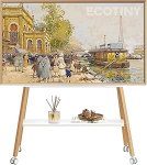 Ratastega teleri statiiv 49 kuni 75-tollise teleri jaoks kuni 40 kg, metallist konstruktsioon ja puidust riiul, liikuv teleri statiiv ratastel &auml;ri, kontori, kooli, kodu jaoks.