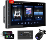 Juhtmeta autostereo, 7-tolline autoraadio koos juhtmeta Carplay & Android Car, Mirror Link, 2G + 32G, G+G puuteekraan, Bluetooth, GPS navigatsioon, FM/AM raadio, tagavarakaamera, MP3 m&auml;ngija
