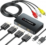 SHUITING Dual Port HDMI to RCA Converter, 2 HDMI to Composite AV CVBS adapter vanema TV jaoks, 2 port HDMI sisend Valige &uuml;ks AV v&auml;ljundiks teisendada