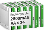AA laetavad akud 2800 mAh suure mahutavusega 1500 ts&uuml;klit 1,2 V NiMH madala enesepuhastusega AA aku 24 kaupa