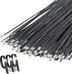 Raske roostevabast terasest kaablisidemed, metallist kaablisidemed sise- ja v&auml;litingimustes kasutamiseks, mustad kaablisidemed, turvaline &uuml;hendus aia, torude, talu, elektrikaablite jaoks, 100 pakki 20cm