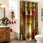 BROSHAN kangas j&otilde;ulud du&scaron;ikardinad Punased j&otilde;ulud du&scaron;ikardinad vannitoa jaoks, talvepuhkuse j&otilde;ulud vannitoa dekoratsioon, j&otilde;ulupuu kaminamuster