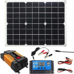 Solar Panel Kit - 12 V Monocrystalline System, 30 A Charge Controller, Off-Grid Power Setup for Motorhomes, Trailers, Inverters, Marine Power Supply with Camping Scenario