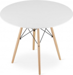 VBChome Round Dining Table 100 cm Modern Table with White MDF Top, Beech Wood Legs & Black Frame, Stylish Kitchen Table for Dining Room, Living Room & Kitchen, Ergonomic & Space-Saving