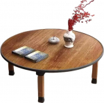 WIKLMOTH Folding Round Tea Coffee Table Japanese Style Low Table Foldable Dining Table Study Small Desk Tatami Sitting on Floor Bedroom